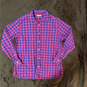 Men's Sonoma Blue and Red Checkered Shirt Long Sleeved Button Down Size Large